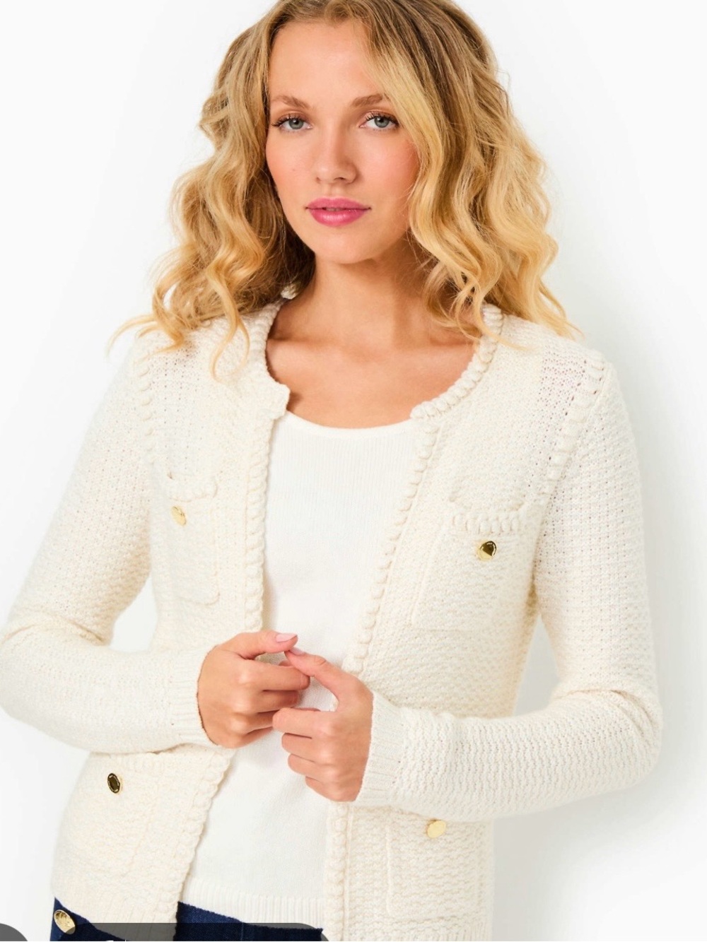 Lilly Pulitzer Kenton Cardigan XS Ivory Off White